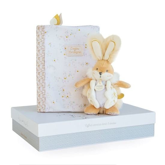 Doudou & Compagnie Coffret protège carnet de santé + doudou Beige 