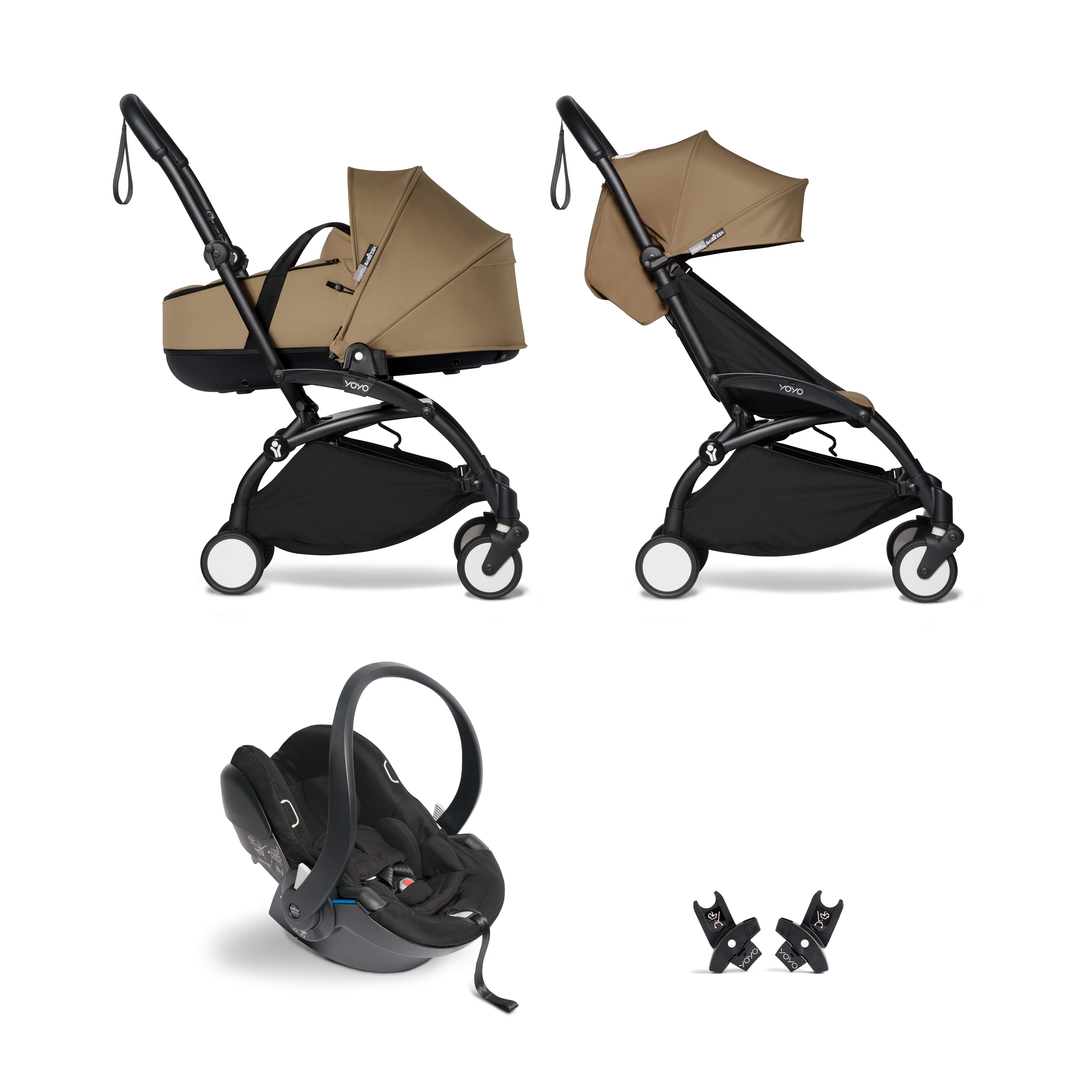 Pack poussette trio YOYO² noir + pack 6+ + nacelle toffee + coque by BeSafe BABYZEN