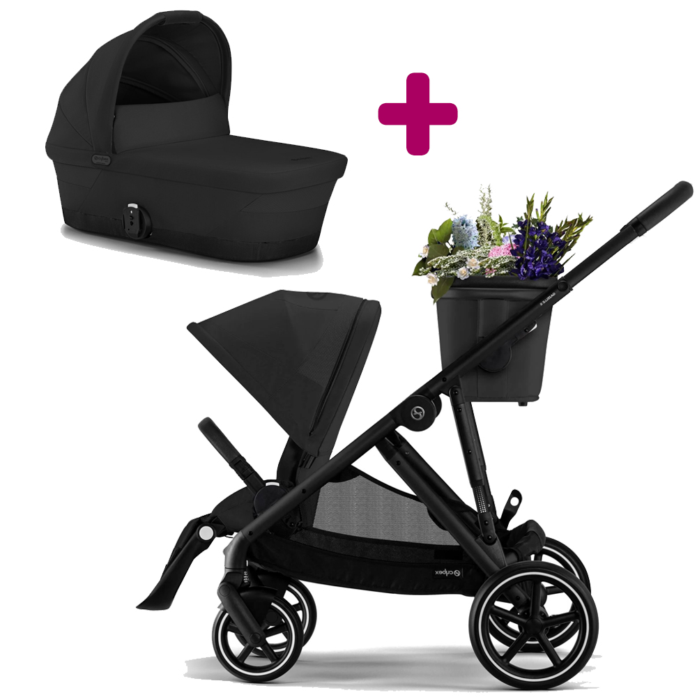 Cybex - Pack poussette duo Gazelle S Moon Black + Nacelle Gazelle S Moon Black  Cybex