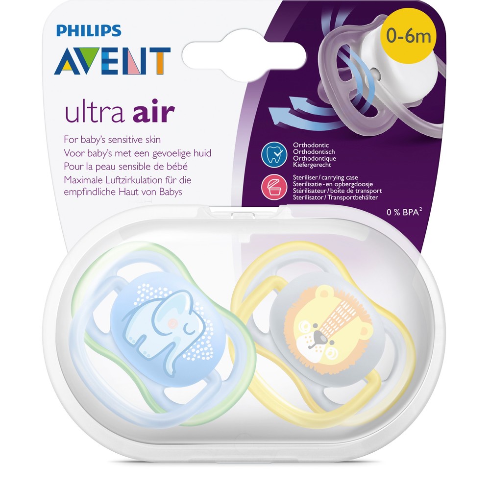 2 Sucettes ULTRA aérées MULTICOLORE Philips Avent