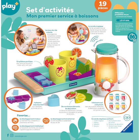 Play+ Set d'activités Mon premier service à boissons Multicolore  Play+ Set d'activités Mon premier service à boissons Multicolore