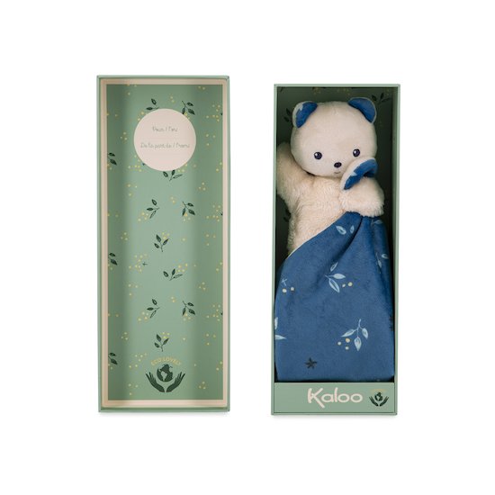 Kaloo Doudou ours Carré Douceur  Bleu 18 cm