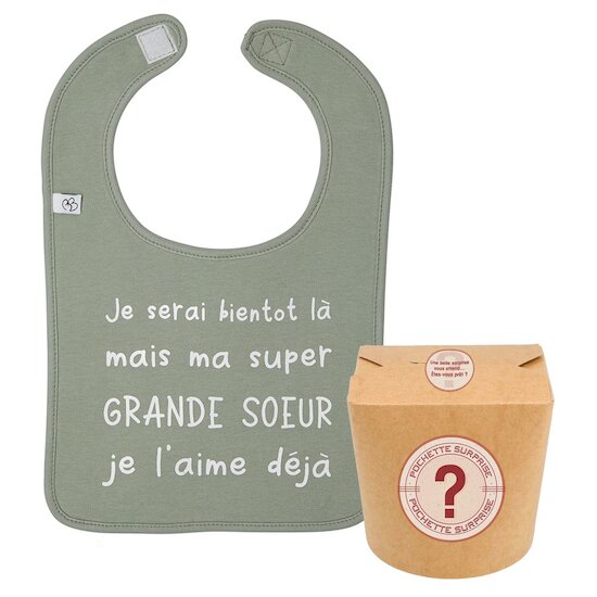 BB&Co Pochette Surprise "ma super grande soeur je l’aime déjà" Vert de gris 