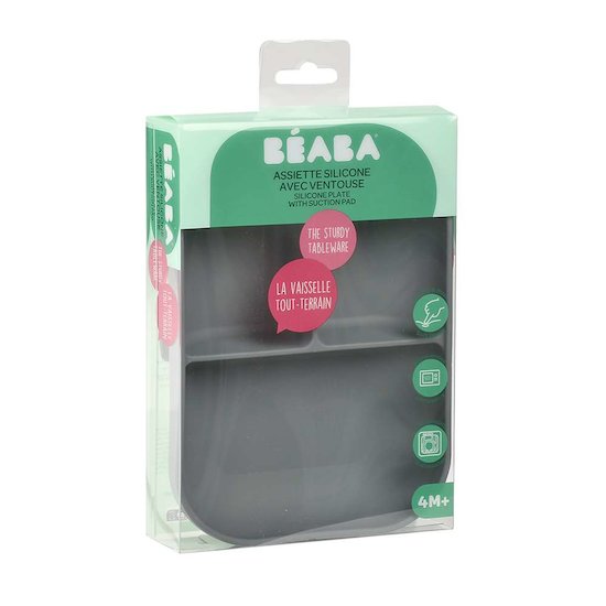 Béaba Assiette compartimentée silicone minéral  Béaba Assiette compartimentée silicone minéral