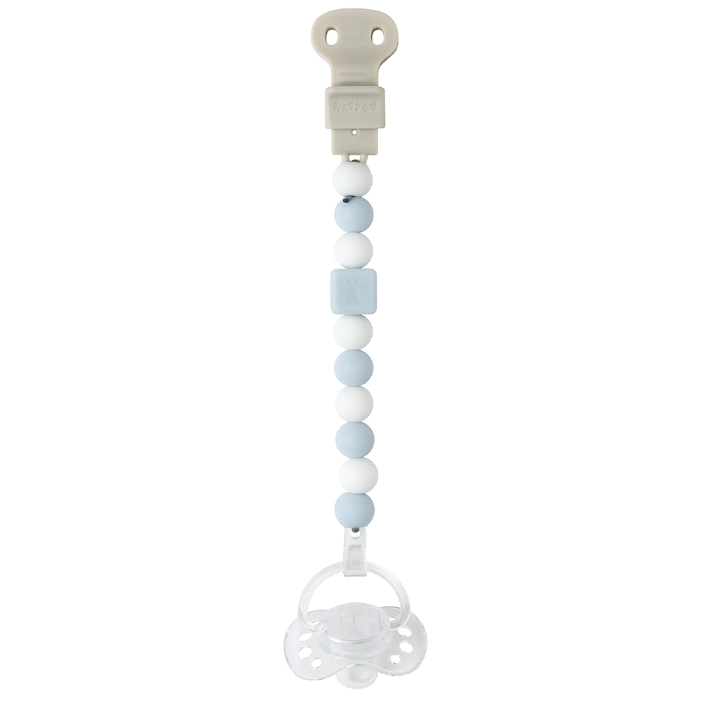 Attache-tétine silicone bleu marine/gris/bleu clair NATTOU, Vente en ligne  de Sucette