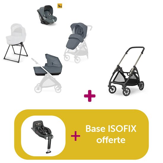 Inglesina Pack Chassis Electa Iridium Black + System Quattro Electa Darwin Union Grey = base offerte  