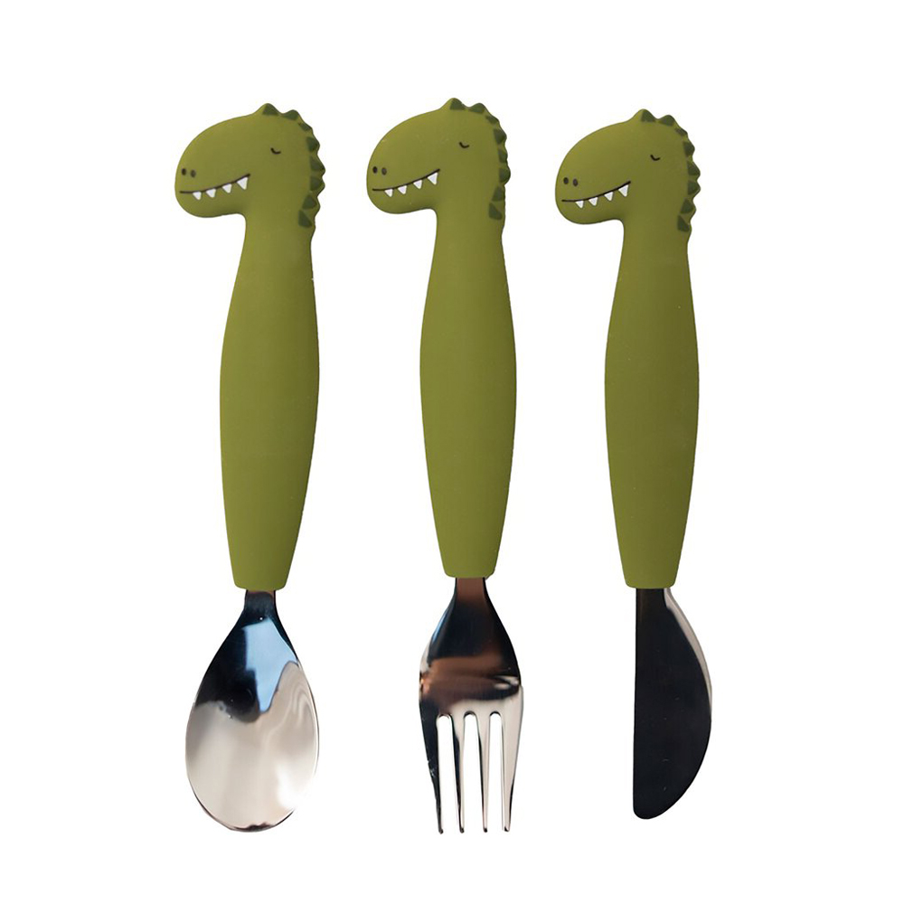 TRIXIE - Couverts 3 pièces en silicone VERT Trixie