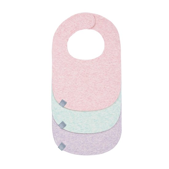 Lässig 3 bavoirs naissance en coton Gris Chiné Rose 0-6 mois