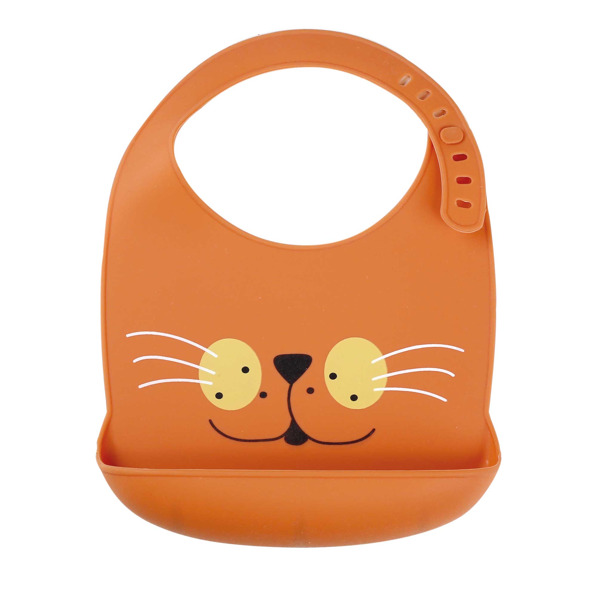 Trois Kilos Sept - Bavoir silicone Chat ORANGE Trois Kilos Sept