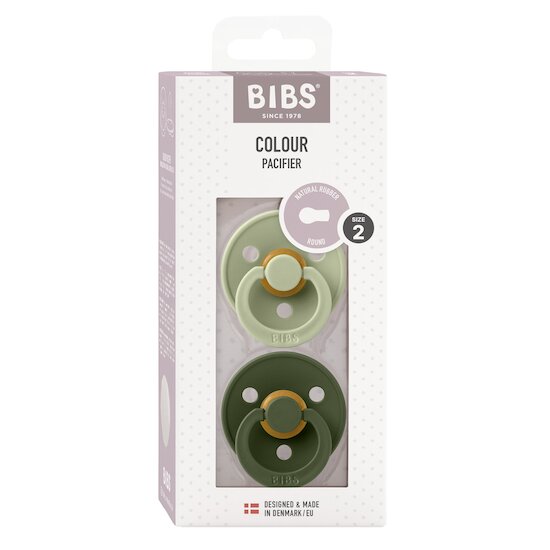BIBS Tétines Colour 2 Pack Caoutchouc naturel Sage/Hunter Green 