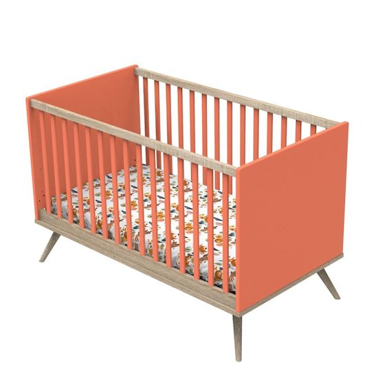 Sauthon Original Little big bed Boréale 70x140 cm Chêne Doré - Corail 