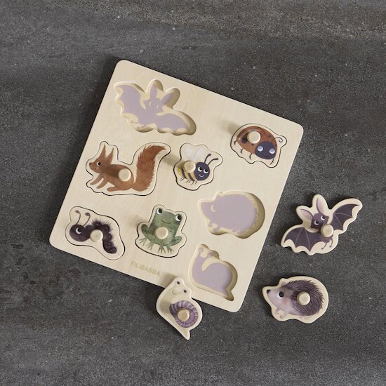 Filibabba Puzzle en bois Amis de la forêt Multicolore 