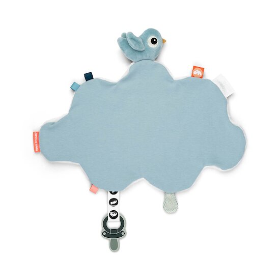 Done by Deer Doudou plat attache-sucette Happy clouds Bleu  Done by Deer Doudou plat attache-sucette Happy clouds Bleu