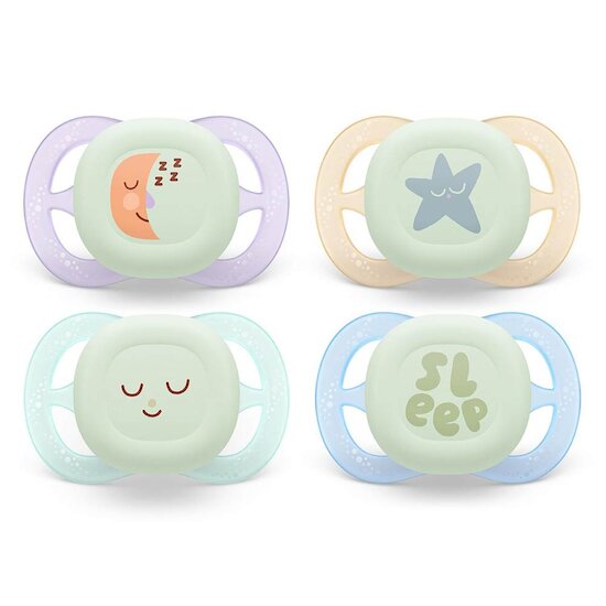 Philips Avent Sucettes Ultra start x2 Pastel night 0-2 mois Philips Avent Sucettes Ultra start x2 Pastel night 0-2 mois