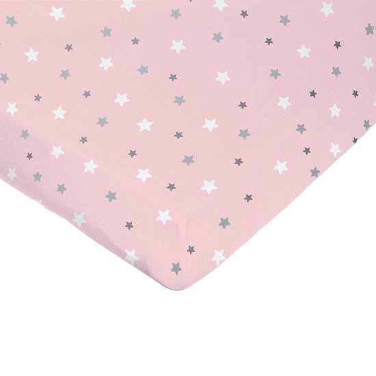 Domiva Drap housse imprimé Light Rose Imp Étoiles 70x140 cm