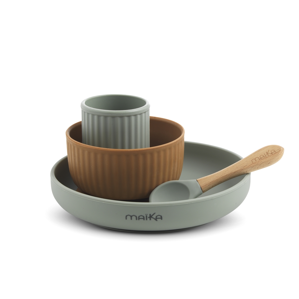 Maïka - Coffret repas silicone VERT Maïka