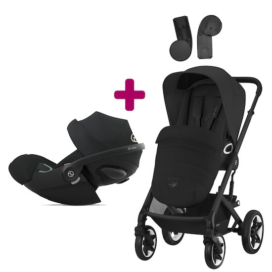 Cybex Pack Poussette Duo Talos S Lux 2023 Moon Black + adaptateurs + Coque Cloud G i-Size Tissu Plus Moon Black  