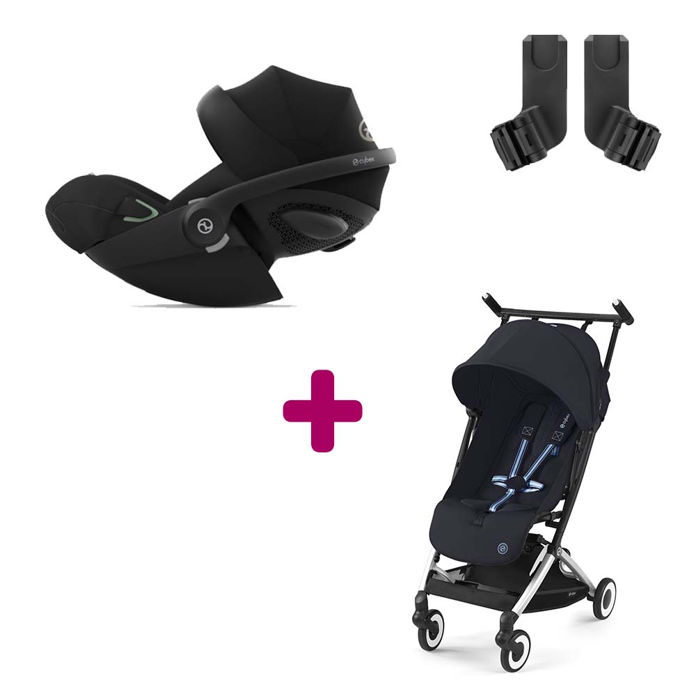 Cybex - Pack Poussette Duo Libelle Dark Navy Blue + adaptateurs + Coque Cloud G i-Size Moon Black  Cybex