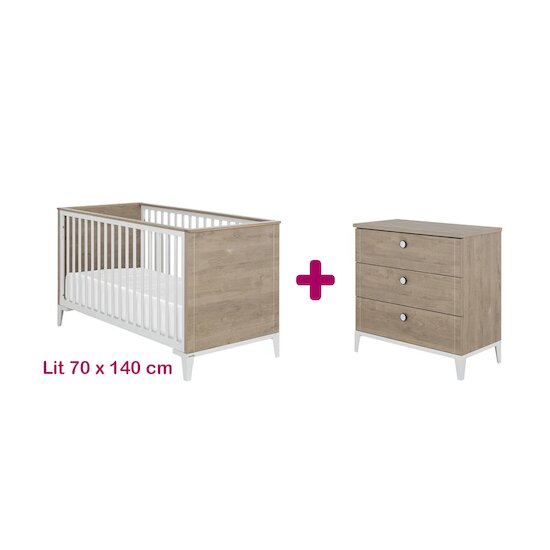 Galipette Chambre bébé duo Marcel : lit 70x140, commode   Galipette Chambre bébé duo Marcel : lit 70x140, commode