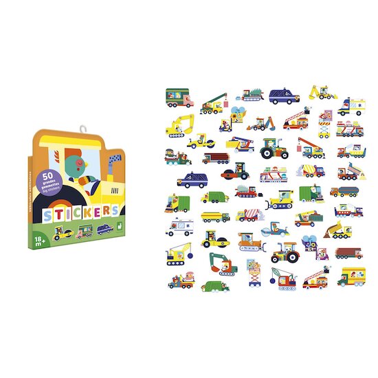 Janod 50 Grandes Gommettes Vehicules Multicolore  Janod 50 Grandes Gommettes Vehicules Multicolore