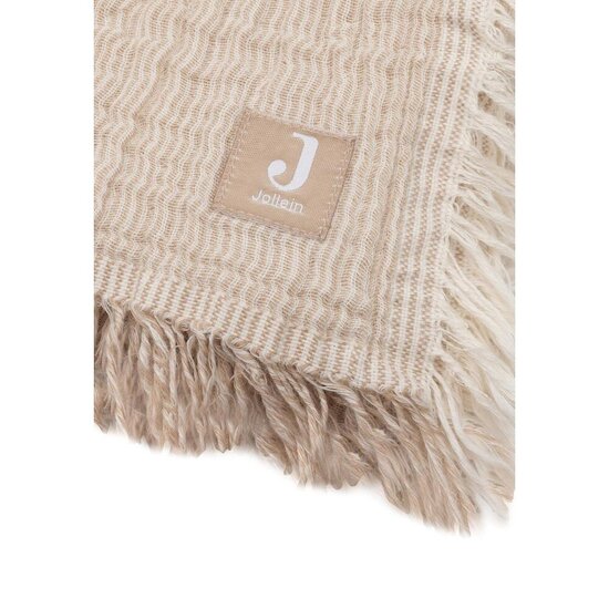 Jollein Couverture Berceau Fringe Stripe Biscuit 75x100 cm Jollein Couverture Berceau Fringe Stripe Biscuit 75x100 cm