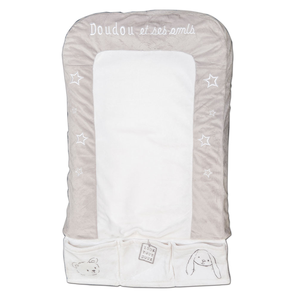 Matelas à langer + housse Lapin BLANC Les Chatounets