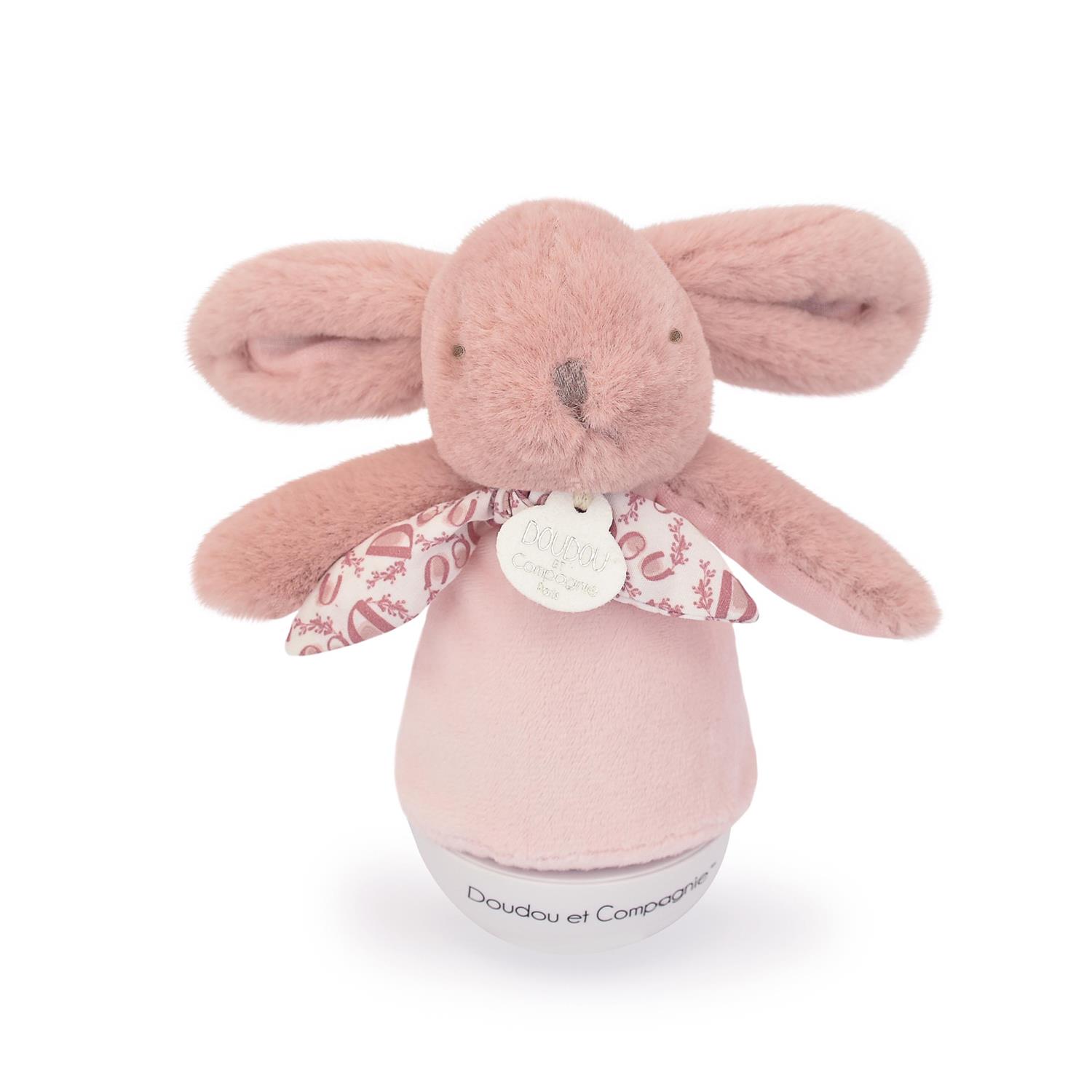 Doudou & Compagnie - Peluche musicale Lapin Culbuto ROSE Doudou & Compagnie