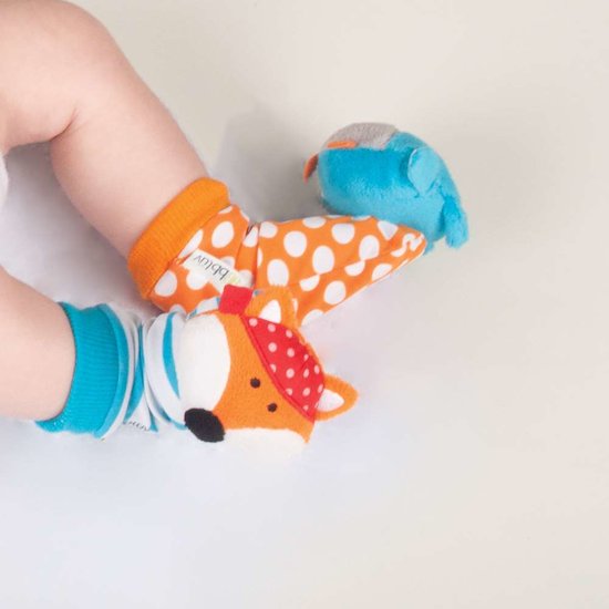 BBlüv Chaussettes d'éveil Hibou et renard Blue and orange  BBlüv Chaussettes d'éveil Hibou et renard Blue and orange