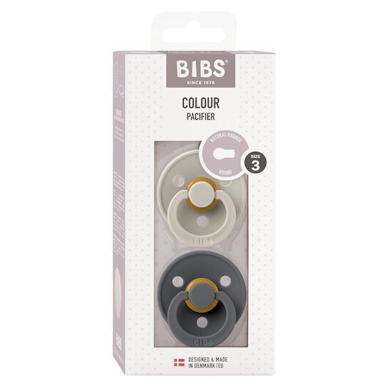 BIBS Tétines Colour 2 Pack Caoutchouc naturel Sand/Iron 