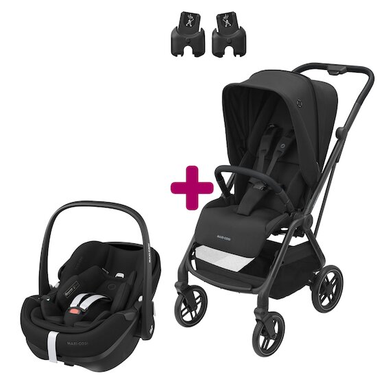 Pack poussette duo Léona 2 + pebble pro 360 essential black, Maxi Cosi de  Maxi Cosi