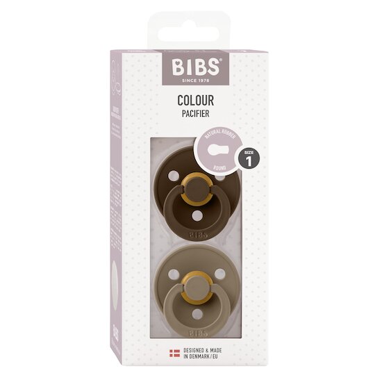 BIBS Tétines Colour 2 Pack Caoutchouc naturel Mocha/Dark Oak 