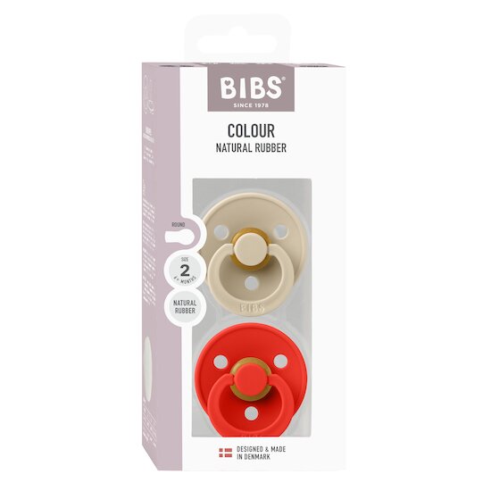 BIBS Tétines Colour 2 Pack Caoutchouc naturel Vanilla/Candy Apple 