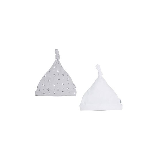 P’tit bisou Lot de 2 bonnets Mes Essentiels Blanc Et Gris Prématuré-Naissance