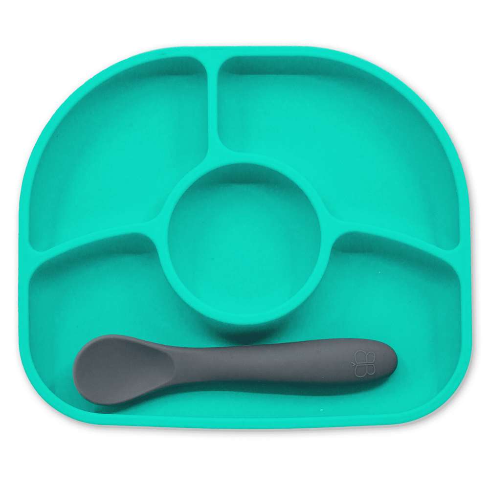 BBLUV - Assiette et cuillère en silicone BLEU BBlüv