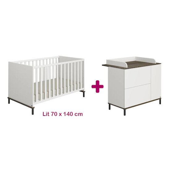Yuny by Paidi Chambre bébé duo Lovely Aliv : lit 70x140, commode  