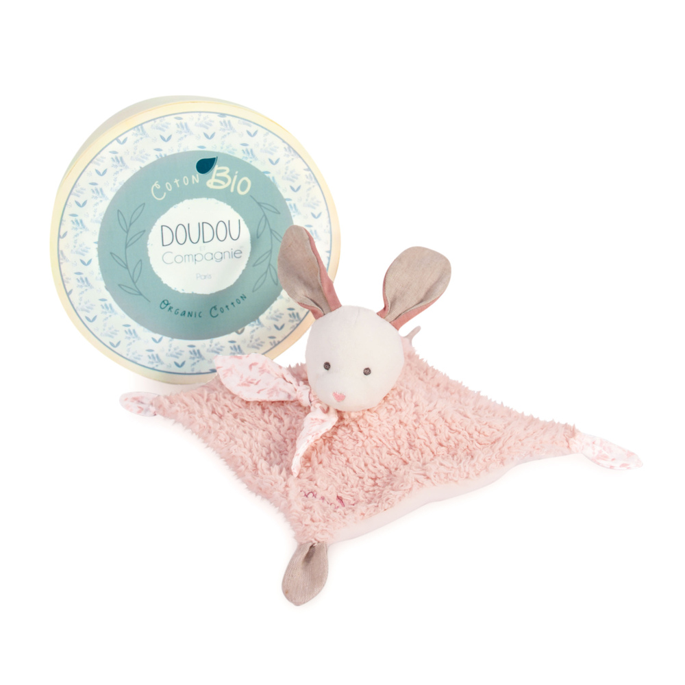 Doudou & Compagnie - Doudou Lapin en coton bio ROSE Doudou & Compagnie