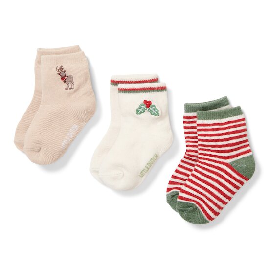 Little Dutch Set de 3 paires de chaussettes Noël Multicolore Taille 1