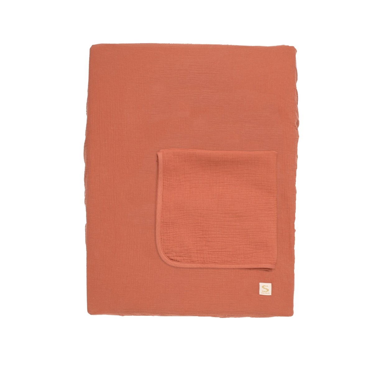Sauthon - Matelas à langer avec housse et serviette Uni Terracotta ROUGE Sauthon