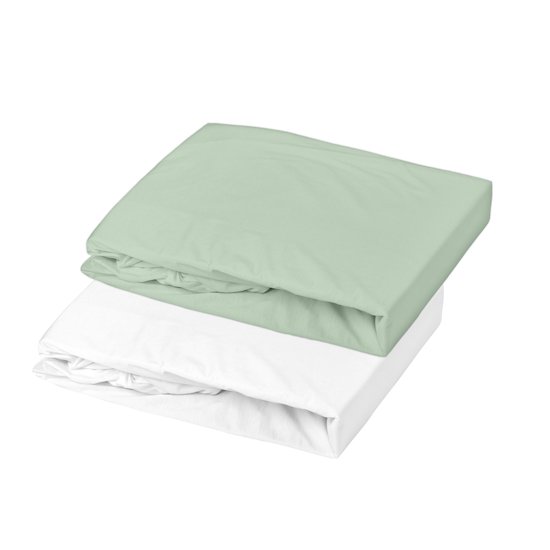 Drap housse bébé cododo vert de gris 100% coton biologique bonnet 10 cm  50x85