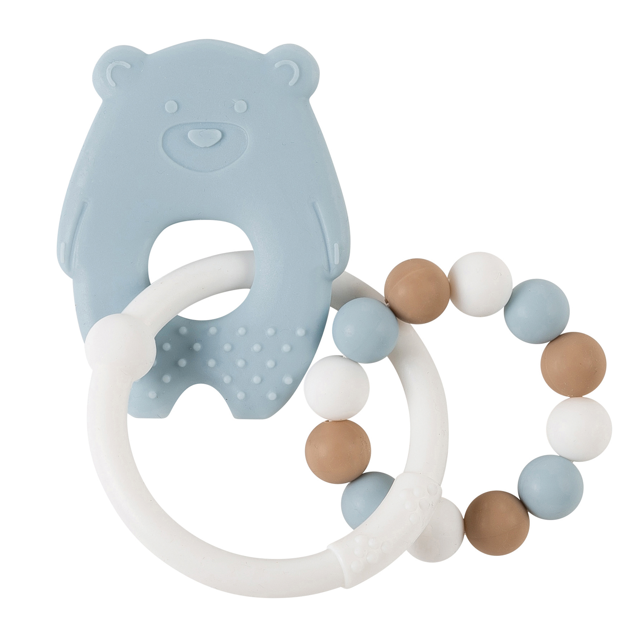 Nattou - Anneau de dentition silicone et billes BLEU Nattou
