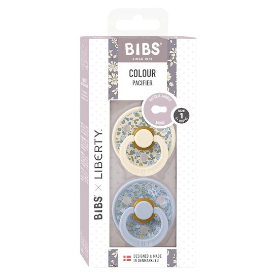 BIBS BIBS x Liberty Tétine Colour 2 Pack Sky Blue/Dusty Blue 0-6 mois