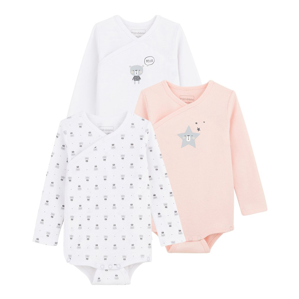 P’tit bisou - Lot de 3 bodies Rose ROSE P’tit bisou