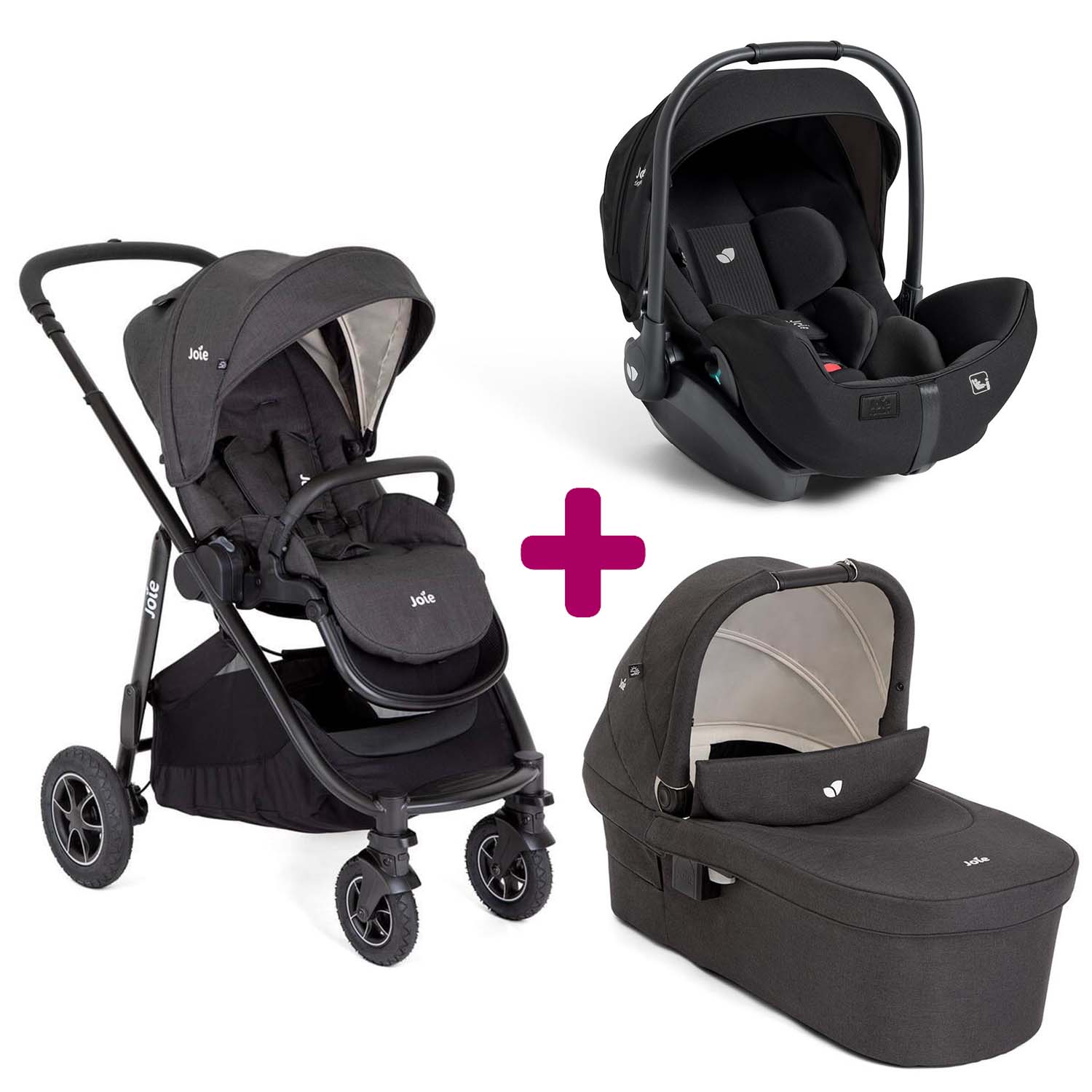 Pack poussette trio Verssatrax Shale + coque I-Level Pro Eclipse + nacelle ramble XL Shale Joie