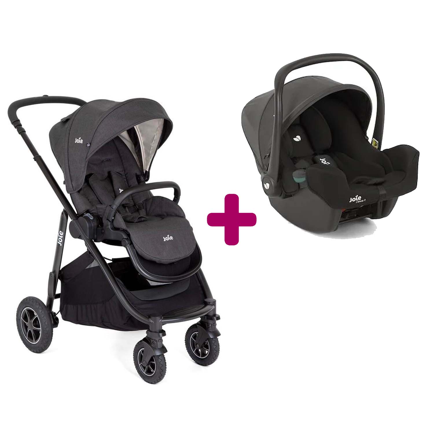 Pack poussette duo Versatrax Shale + coque I-Snug 2 Shale Joie