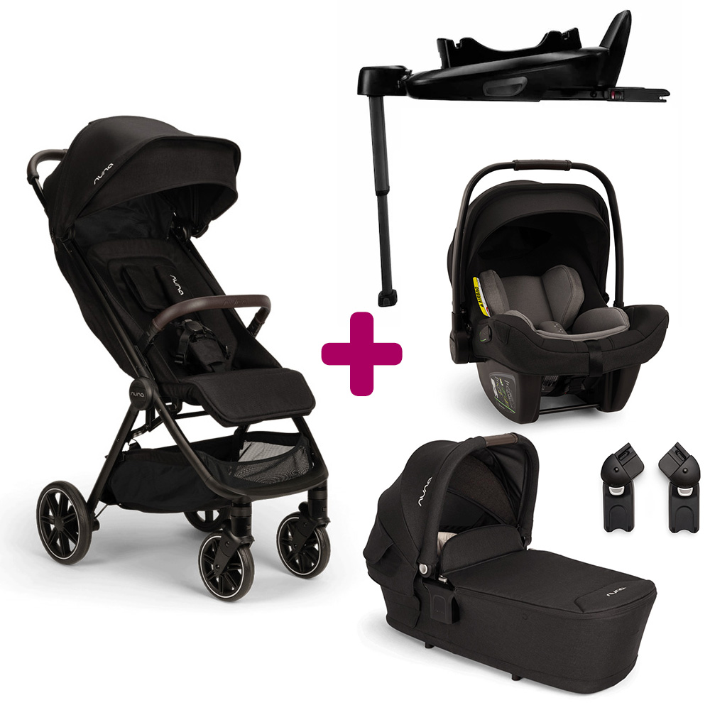 Nuna - Pack Poussette trio Trvl lx Caviar + coque Pipa next Caviar + nacelle Ltyl Caviar + base next  Nuna