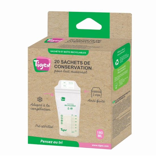 Tigex 20 sachets de conservation pour lait maternel Transparent  Tigex 20 sachets de conservation pour lait maternel Transparent
