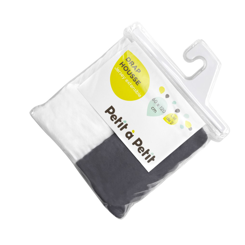 Lot de 2 draps housses GRIS Petit à petit