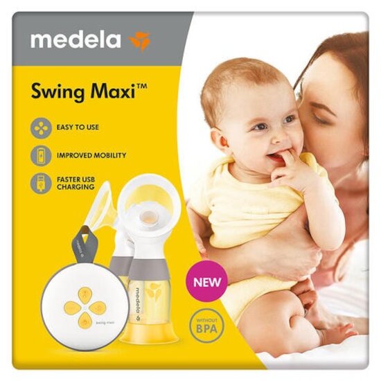 Medela Tire-lait électrique double Swing Maxi RD Blanc, jaune et Transparent 21-24 mm