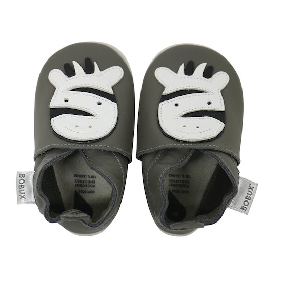 Bobux Chaussons en cuir Soft Soles Zèbre Gris 