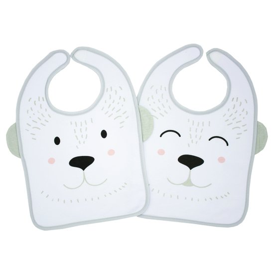BabyCalin 2 bavoirs 1er age Blanc 6 mois +